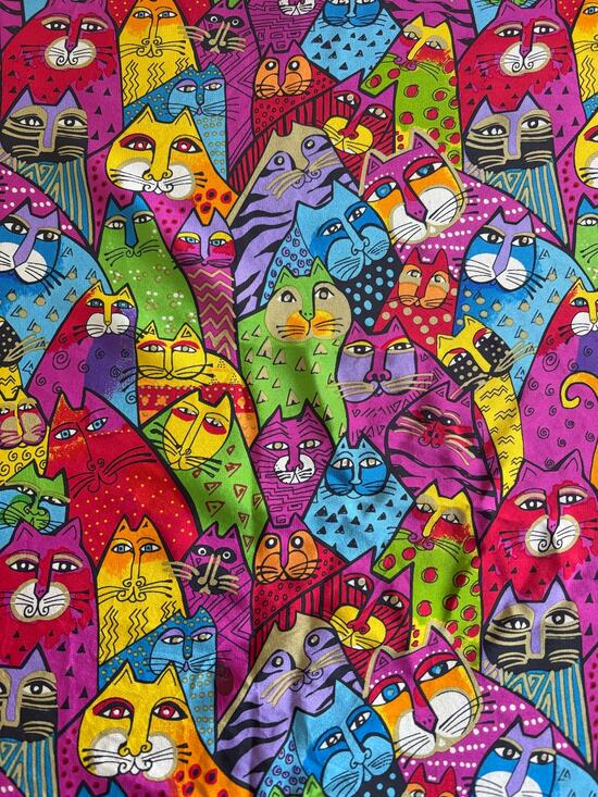 Vintage Handbags - Vintage Laurel Burch Scarf Fantasticats Cat Print Square Silk Scarf